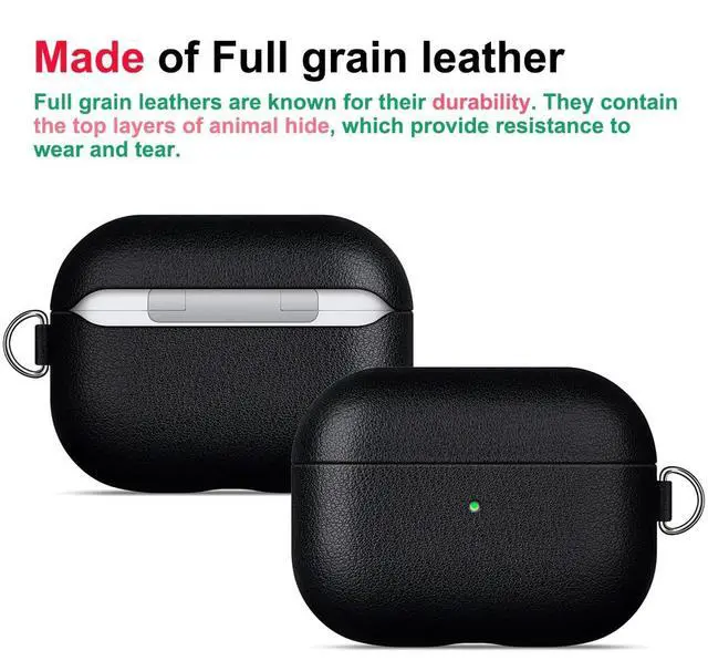 Alt view image 2 of 5 - Lopie Leather Case for AirPods Pro 3rd Generation with Keychain & Cleaner Kit, Handmade for AirPods Pro 3 Leather Case Cover, Protective Hard Shell Cover, Fully-Wrapped with Top Gr