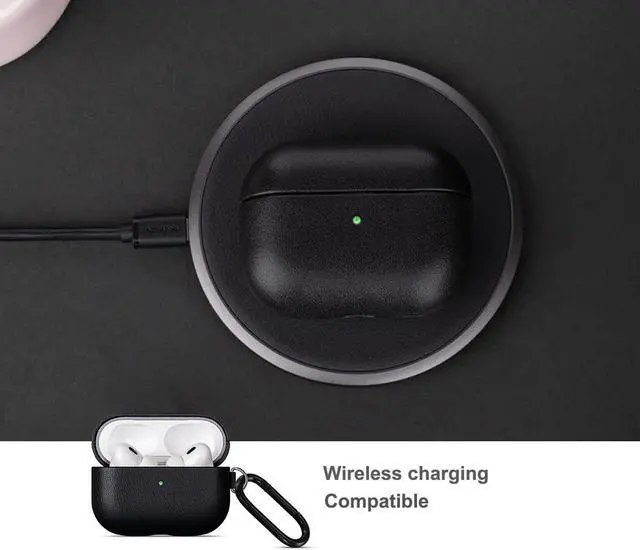 Alt view image 4 of 5 - Lopie Leather Case for AirPods Pro 3rd Generation with Keychain & Cleaner Kit, Handmade for AirPods Pro 3 Leather Case Cover, Protective Hard Shell Cover, Fully-Wrapped with Top Gr