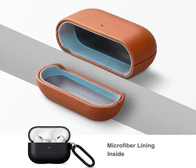 Alt view image 5 of 5 - Lopie Leather Case for AirPods Pro 3rd Generation with Keychain & Cleaner Kit, Handmade for AirPods Pro 3 Leather Case Cover, Protective Hard Shell Cover, Fully-Wrapped with Top Gr