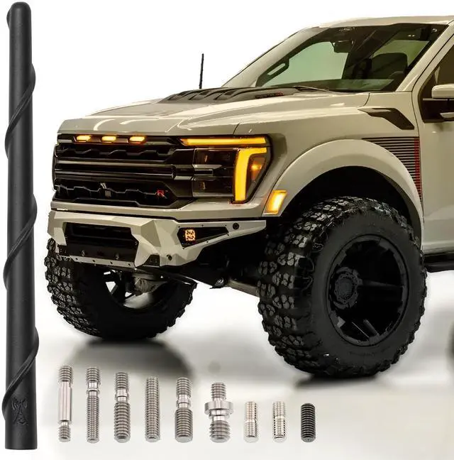 Main image of Votex Universal 8" Short Rubber Black Antenna Kit - Flexible, Durable, Enhanced Signal Reception, Copper Coil, Stainless Steel Threading, Fits Cars, Trucks, SUVs, Easy Installation - SKU A296VOTEX