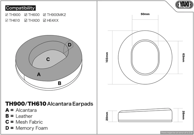 Alt view image 2 of 5 - YAXI Comfort TH900/TH610/TH600/TH-X00 Earpads (1pair Alcantara+1pair Leather)