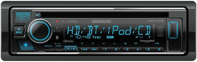 Main image of KENWOOD KDC-X705 Single DIN CD Receiver with Bluetooth, HD Radio, Alexa Built-in Spotify and Pandora Link for iPhone or Android Phones, SiriusXM Read, (3) 5Volt Pre-Outs