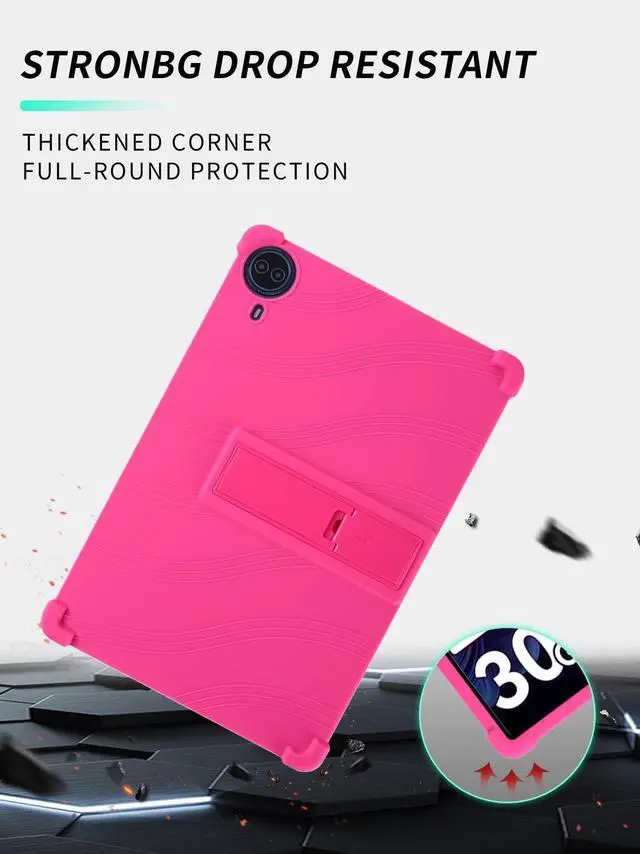 Alt view image 2 of 5 - Case for Urao G140L Tablet 14 inch Android 15 Tablet,WUNIAK Shock Proof Lightweight Stand Rubber Shell Protective Cover,Kids Friendly Soft Silicone Adjustable Stand Cover,Rose Red.