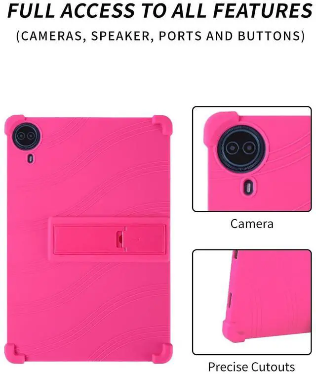Alt view image 4 of 5 - Case for Urao G140L Tablet 14 inch Android 15 Tablet,WUNIAK Shock Proof Lightweight Stand Rubber Shell Protective Cover,Kids Friendly Soft Silicone Adjustable Stand Cover,Rose Red.