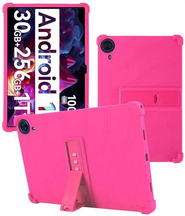 Main image of Case for Urao G140L Tablet 14 inch Android 15 Tablet,WUNIAK Shock Proof Lightweight Stand Rubber Shell Protective Cover,Kids Friendly Soft Silicone Adjustable Stand Cover,Rose Red.