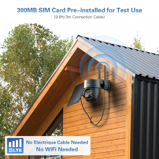 Alt view image 4 of 5 - Xega 2 Pack 4G LTE Solar Cellular Security Camera with SIM Card, No WiFi