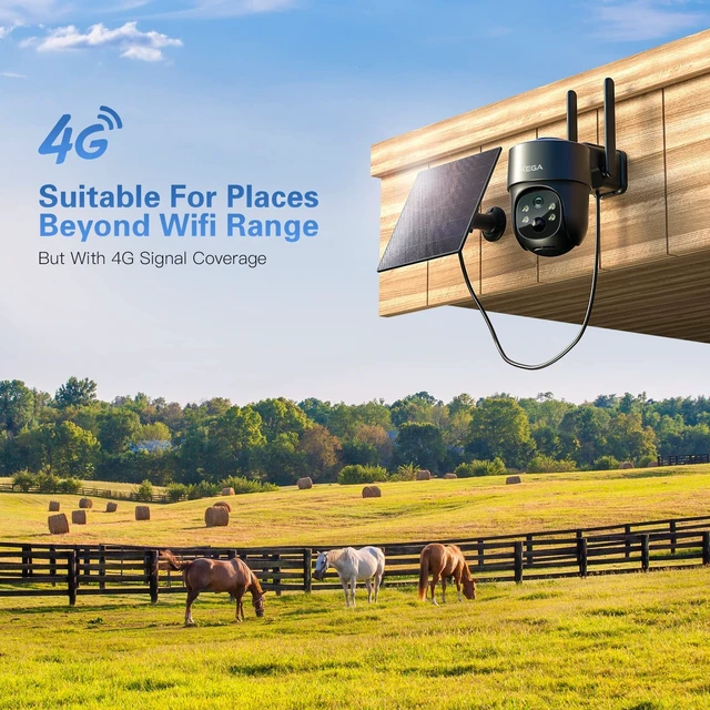 Alt view image 2 of 5 - Xega 2 Pack 4G LTE Solar Cellular Security Camera with SIM Card, No WiFi