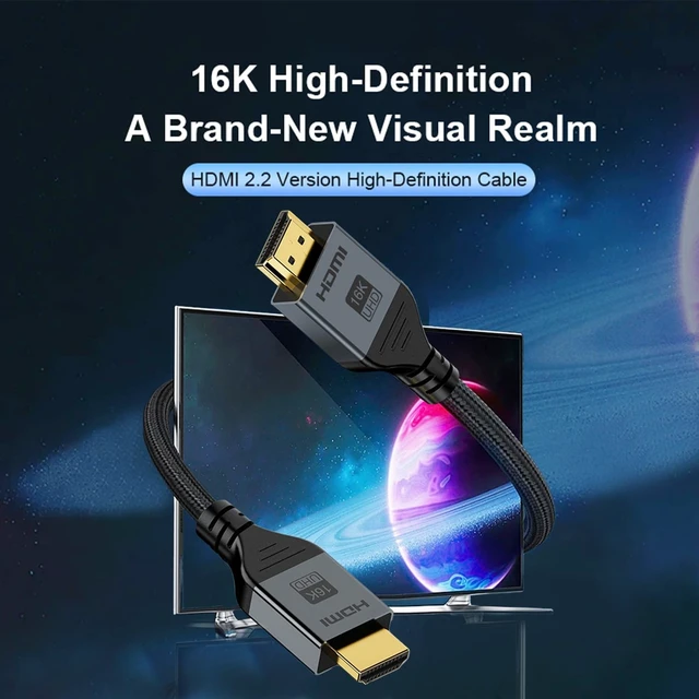 Alt view image 3 of 5 - Angusplay HDMI 2.2 Cable 96Gbps, 16K@60Hz 8K@120Hz 4K@480Hz 16.4ft/5m