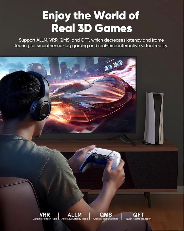 Alt view image 4 of 5 - Angusplay HDMI 2.2 Cable 96Gbps, 16K@60Hz 8K@120Hz 4K@480Hz 16.4ft/5m