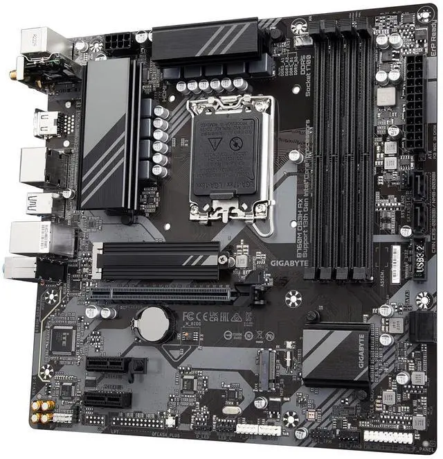 Alt view image 4 of 5 - GIGABYTE B760M DS3H AX (LGA 1700/ Intel/ B760/ M-ATX/ DDR5/ 2* M.2/ PCIe 4.0/ USB 3.2 Gen 2 Type-C/WiFi 6E/ 2.5GbE LAN/Q-Flash Plus/PCIe EZ-Latch/Motherboard)