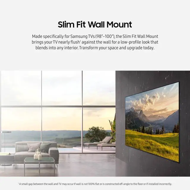 Alt view image 3 of 5 - Samsung Slim Fit TV Wall Mount, Compatible w/ 98- 100 Samsung TVs, Easy Installation, Blends with Any Interior, Minimalist Look, WMN-D90EB/ZA, 2025, Black