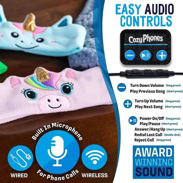 Alt view image 4 of 5 - Toddler Headphones Wireless, Kids Bluetooth Earphones, Safe Volume - Wired School Headphones for Kids with 3.5 MM Jack and Travel Bag - Toddler Airplane Accessories for Boys & Girls - Pink Unic