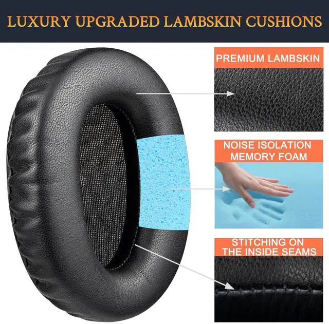 Alt view image 4 of 5 - SOULWIT Lambskin Replacement Ear Pads for Sony WH-CH700N/MDR-ZX780/MDR-ZX770/MDR-10R Over-Ear Headphones, Earpads Cushion with High Density Foam - Black