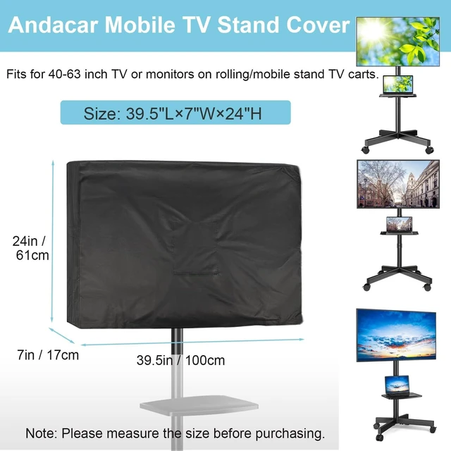 Alt view image 2 of 5 - Andacar Mobile TV Stand Cover 39.5" for 40-43 Inch Mobile TV Cart