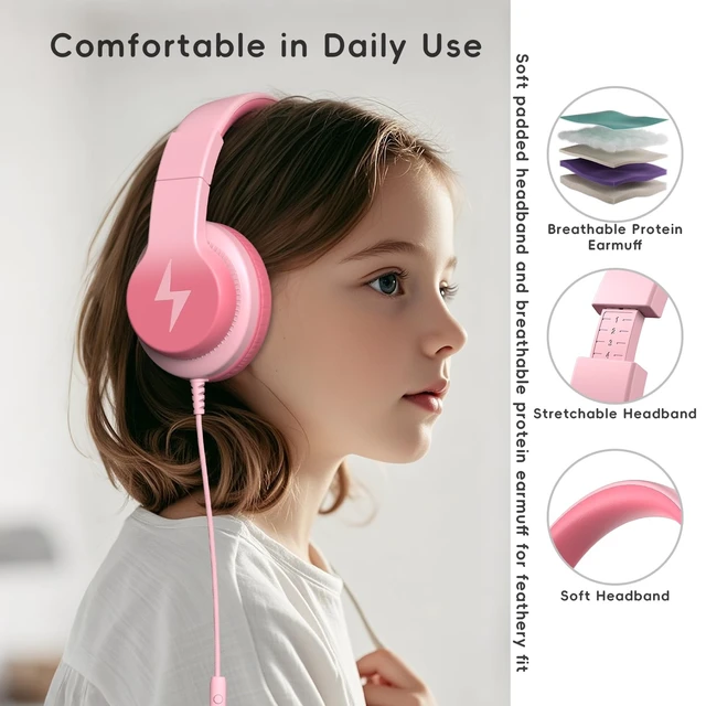 Alt view image 4 of 5 - Candy Bila Wired Kids Headphones for School, Over-Ear for Boys Girls