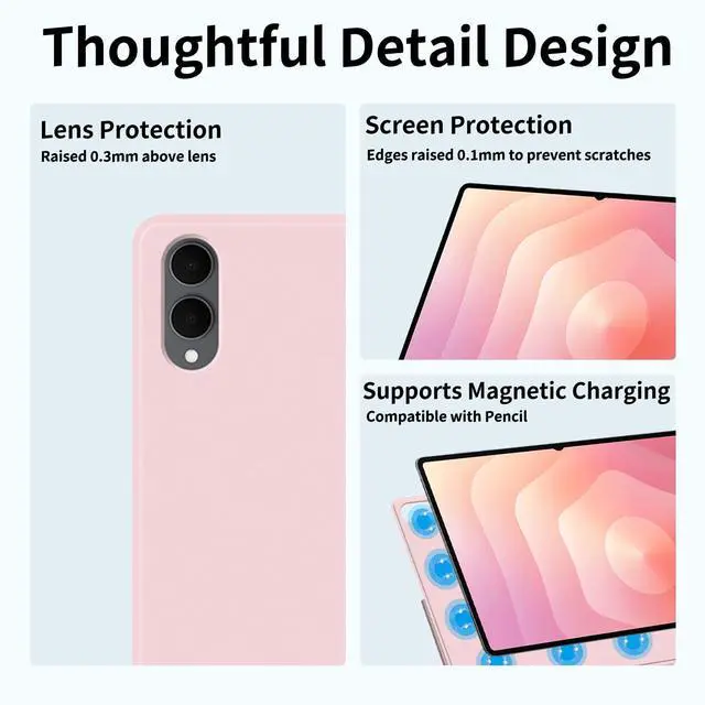 Alt view image 2 of 5 - Case for Galaxy Tab S11 Ultra 14.6 Inch,HUKWIMO Detachable Dual-Side Magnetic Cover with Fold Stand Slim Lightweight Auto Sleep/Wake, Shockproof PU Leather Smart Folio,Multi-Angle Viewing,Pink