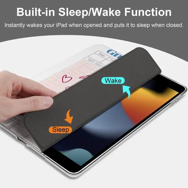 Alt view image 4 of 5 - DONGKE Compatible with iPad 10.2 Inch Case 2021 2020 2019, Smart Lightweight Trifold Stand Hard Plastic Transparent Cover Support Auto Sleep/Wake for iPad 10.2" 9th/8th/7th Gen - Guest Check