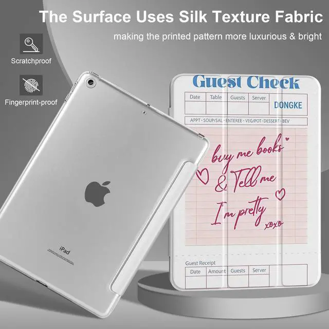 Alt view image 5 of 5 - DONGKE Compatible with iPad 10.2 Inch Case 2021 2020 2019, Smart Lightweight Trifold Stand Hard Plastic Transparent Cover Support Auto Sleep/Wake for iPad 10.2" 9th/8th/7th Gen - Guest Check