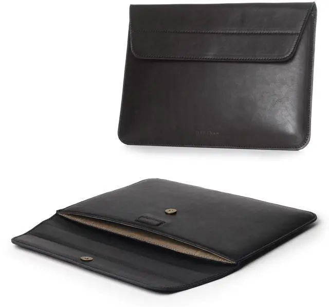 Alt view image 3 of 5 - DAREhue 13" 14" 15" 16" Genuine Full Grain Leather Laptop Sleeve with Built-in Stand & Padding (Fits MacBook Air/Pro & Other 13.3/13.6/14.2/15.6 inch Laptops) (Black, 13 - 14)