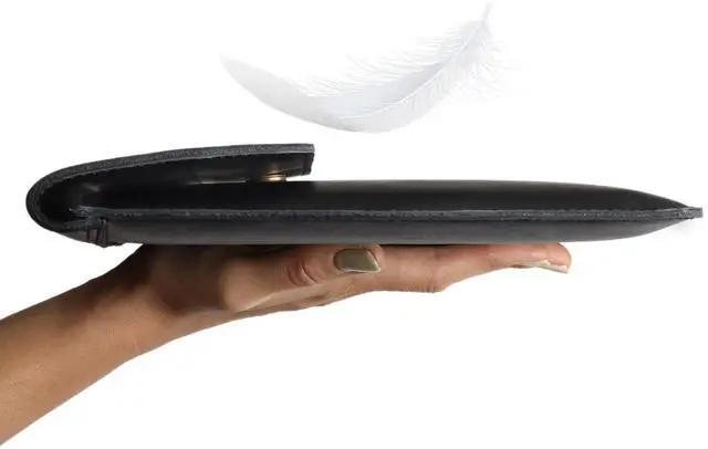 Alt view image 5 of 5 - DAREhue 13" 14" 15" 16" Genuine Full Grain Leather Laptop Sleeve with Built-in Stand & Padding (Fits MacBook Air/Pro & Other 13.3/13.6/14.2/15.6 inch Laptops) (Black, 13 - 14)