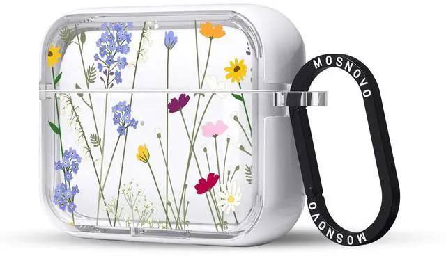 Main image of MOSNOVO for Airpods Pro & Airpods Pro 2 Case, Protective Clear Case with Shockproof Dual Layer Hard Luxe Metal Ring Designed for Airpods Pro 2 Generation - Floral Garden