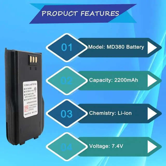 Alt view image 4 of 5 - Afadorable 1PC RT3S Li-ion Battery Pack 7.4V 2200mAh Replacement for TYT Tytera Radio MD380 MD-380 MD-UV380 MD-380U MD-380V MD-446 RT3 RT3S with 1PC Belt Clip