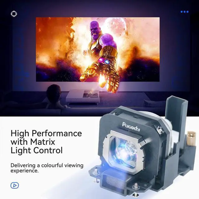 Alt view image 4 of 5 - Pugody ET-LAX100 Premium Quality Replacement Projector Lamp Bulb with Housing for Panasonic PT-AX200U PT-AX100U PT-AX200E PT-AX100E PT-AX100 PT-AX200 TH-AX100