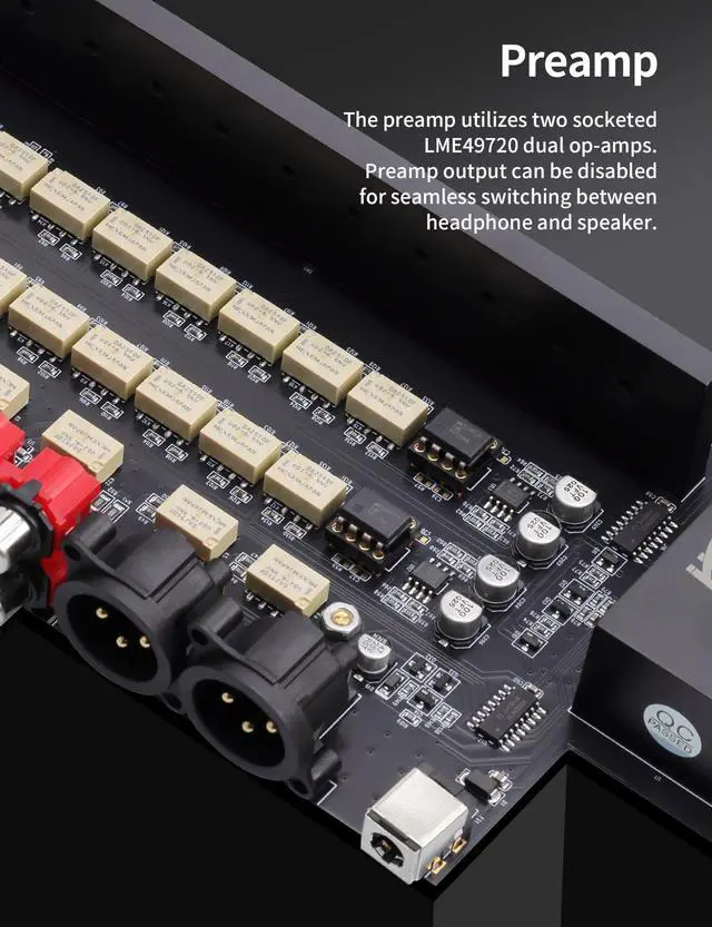 Alt view image 5 of 5 - Gustard AUDALYTIC HP70 Fully Balanced Discrete Headphone Amplifer - Class A Amplifier LME49720 Dual op-amp Preamp 3 line inputs and 2 preamp outputs Remote Control Support (Black)