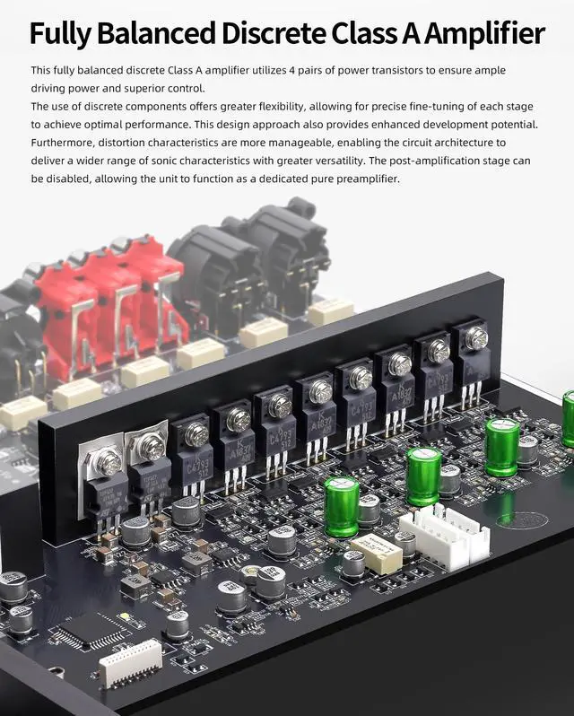 Alt view image 4 of 5 - Gustard AUDALYTIC HP70 Fully Balanced Discrete Headphone Amplifer - Class A Amplifier LME49720 Dual op-amp Preamp 3 line inputs and 2 preamp outputs Remote Control Support (Black)