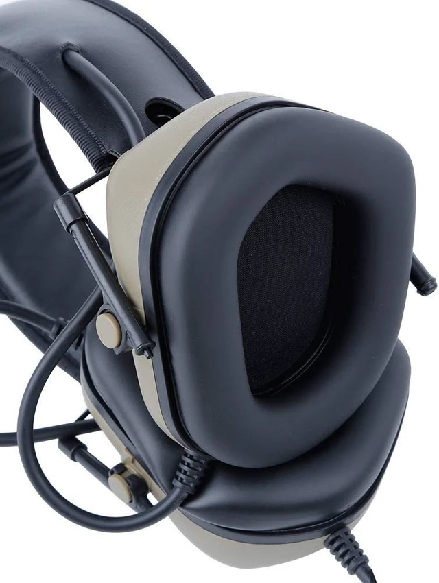 Alt view image 5 of 5 - ATAIRSOFT Tactical Headset Wargame Hunting Headphone Without Noise Cancellation Function (Tan)