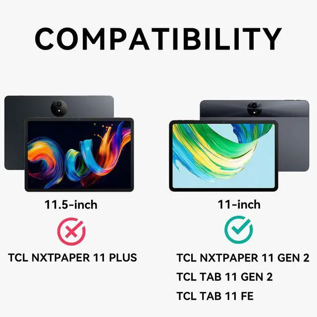 Alt view image 2 of 5 - BOZHUORUI Case for TCL NXTPAPER 11 Gen 2 Tablet (Model.9465X), Vegan PU Leather Folio Cover with Auto Sleep Wake, Multiple Viewing Angles Stand Cover, Rock Black