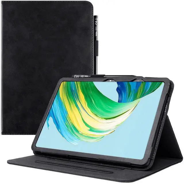 Main image of BOZHUORUI Case for TCL NXTPAPER 11 Gen 2 Tablet (Model.9465X), Vegan PU Leather Folio Cover with Auto Sleep Wake, Multiple Viewing Angles Stand Cover, Rock Black