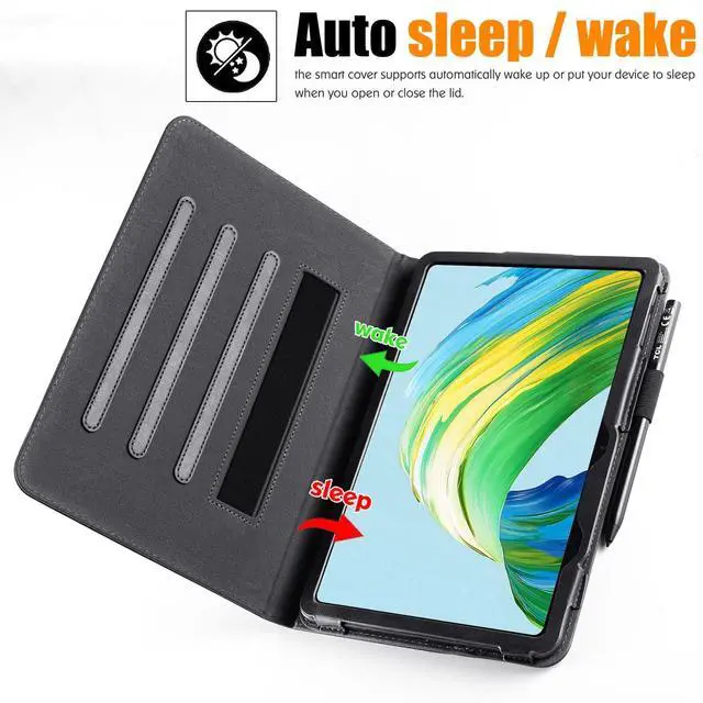 Alt view image 3 of 5 - BOZHUORUI Case for TCL NXTPAPER 11 Gen 2 Tablet (Model.9465X), Vegan PU Leather Folio Cover with Auto Sleep Wake, Multiple Viewing Angles Stand Cover, Rock Black