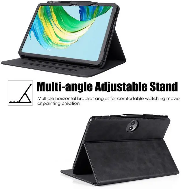 Alt view image 4 of 5 - BOZHUORUI Case for TCL NXTPAPER 11 Gen 2 Tablet (Model.9465X), Vegan PU Leather Folio Cover with Auto Sleep Wake, Multiple Viewing Angles Stand Cover, Rock Black