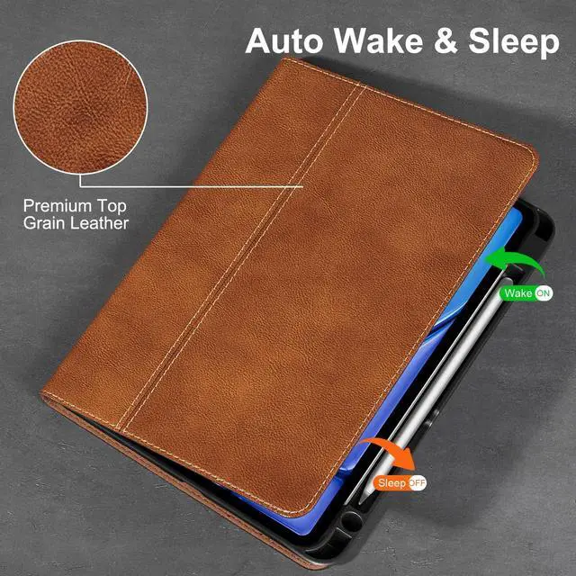 Alt view image 3 of 5 - Gexmil Leather Case for iPad Air 11 Inch M4/M3/M2 (2026/2025/2024),iPad Air 10.9 Inch 5th/4th Gen 2022/2020, Top Grain Leather Cover with Pencil Holder,Auto Sleep/Wake,Vegetable Tanned Brown