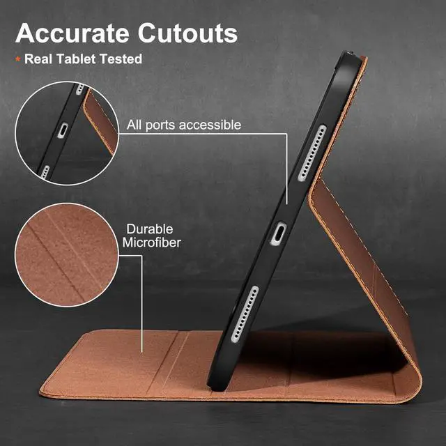 Alt view image 5 of 5 - Gexmil Leather Case for iPad Air 11 Inch M4/M3/M2 (2026/2025/2024),iPad Air 10.9 Inch 5th/4th Gen 2022/2020, Top Grain Leather Cover with Pencil Holder,Auto Sleep/Wake,Vegetable Tanned Brown