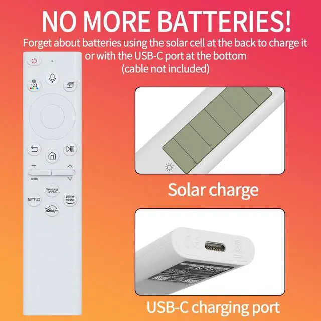 Alt view image 2 of 5 - BN59-01391A Solar Voice Remote Control Replacement for Samsung TV Remote with 4 Shortcut Buttons, Compatible with Samsung 2021-2023 Neo LED Smart 4K Ultra HD TV