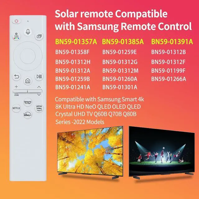 Alt view image 5 of 5 - BN59-01391A Solar Voice Remote Control Replacement for Samsung TV Remote with 4 Shortcut Buttons, Compatible with Samsung 2021-2023 Neo LED Smart 4K Ultra HD TV