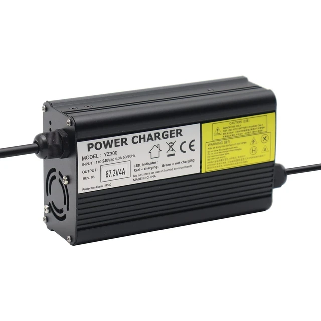 Alt view image 3 of 4 - 67.2V 4A / 60V 4A Lithium Battery Charger AC Adapter Power Supply for 16S 60V Lithium Li-ion Batteries Pack with 3 Holes Plug