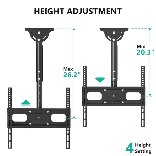 Alt view image 3 of 5 - WALI Ceiling TV Mount for Most 26-65 inch LCD LED OLED 4K TVs, up to 99 lbs