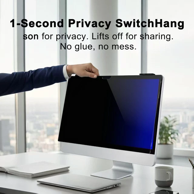 Alt view image 3 of 5 - GlanceGuard 24 Inch iMac Privacy Screen Protector, Hanging Acrylic M1 M3 M4