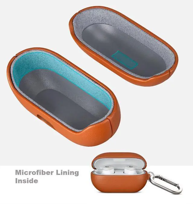 Alt view image 4 of 5 - LOPIE for Beats Solo Buds Case Cover with Keychain, Handmade Case Fully-Wrapped with Top Grain Leather, Protective Hard Shell Cover for Beats Solo Buds Earbuds - Brown