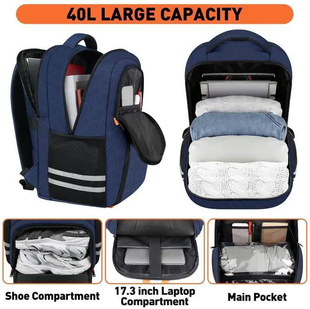 Alt view image 3 of 5 - Ytonet Gym Backpack for Men Women, Travel Backpack, Lightweight Water Resistant Workout Gym Bag Fit 17.3 Inch Laptop, Sports, Camping, Hiking, Dark Blue