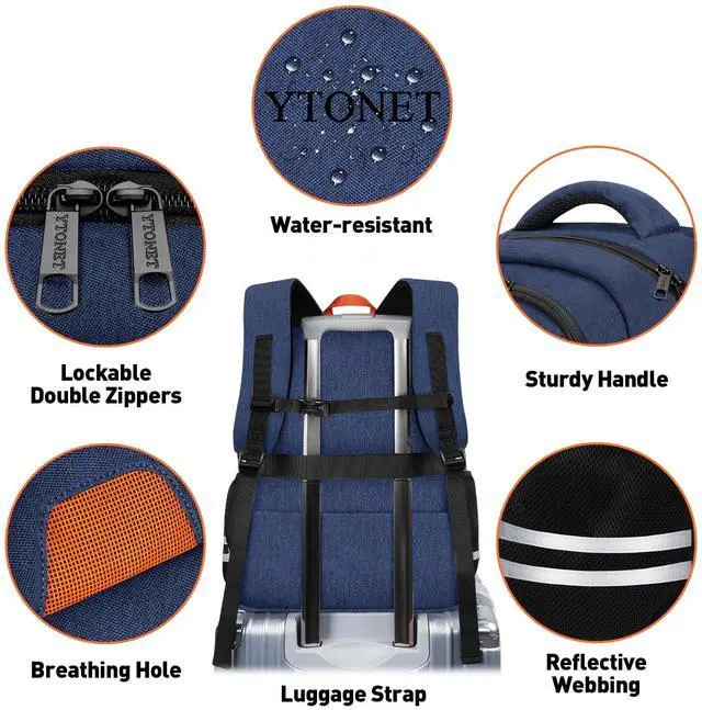 Alt view image 4 of 5 - Ytonet Gym Backpack for Men Women, Travel Backpack, Lightweight Water Resistant Workout Gym Bag Fit 17.3 Inch Laptop, Sports, Camping, Hiking, Dark Blue