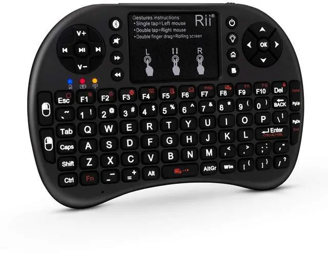 Main image of Rii Mini Wireless Bluetooth Keyboard with Touchpad, Support Bluetooth +(RF) 2.4GHz Wireless Connection for Smartphones, PC, Tablet, Laptop TV Box iOS Android Windows Mac.Black