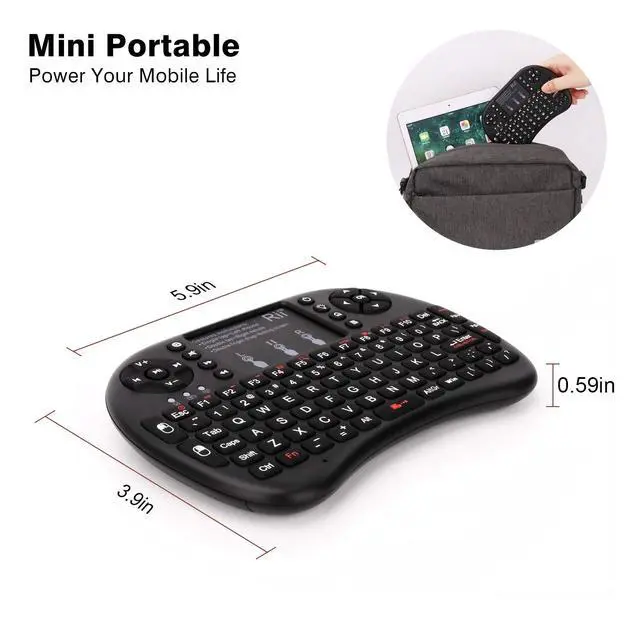 Alt view image 4 of 5 - Rii Mini Wireless Bluetooth Keyboard with Touchpad, Support Bluetooth +(RF) 2.4GHz Wireless Connection for Smartphones, PC, Tablet, Laptop TV Box iOS Android Windows Mac.Black