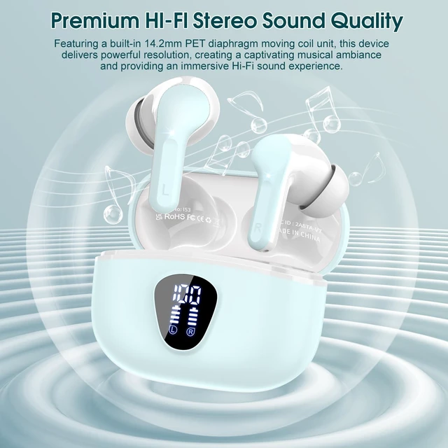 Alt view image 5 of 5 - Wireless Earbuds, Bluetooth 5.4 Headphones HiFi Stereo, Bluetooth Earbuds