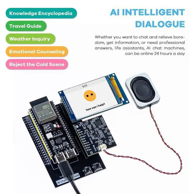 Alt view image 4 of 5 - LAFVIN AI Chatbot Kit for ESP32-S3, Preloaded OpenAI & Deepseek Voice Assistant Projects, Voice Wake-up & Real-time Interruption, Suitable for Learning AI and IoT Projects.