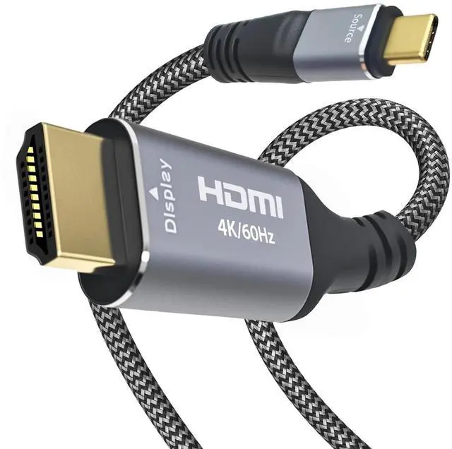 Main image of Cyberguys! USB C to HDMI Cable, 4K 60Hz Braided Type-C Cord with Gold-Plated Connectors, Thunderbolt Compatible, Works with MacBook, iPad Pro, Dell, HP, Samsung Galaxy, Chromebook, Projector