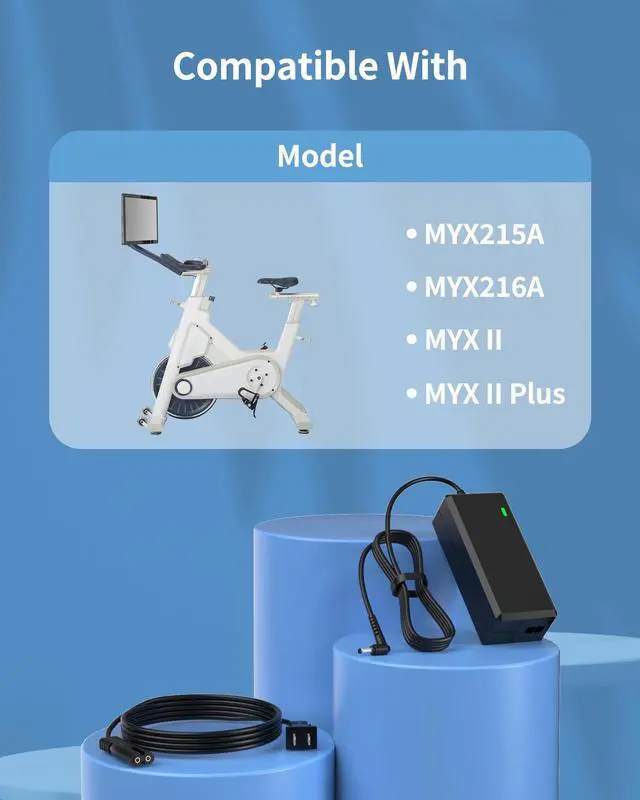 Alt view image 2 of 5 - VHBW for MYX Fitness Bike Power Cord Compatible with MYX Fitness MYX II and MYX II Plus Cycling Bike MYX215A MYX216A 2AUR9-MYX215A 2AUR9-MYX216A KA1670-1205000Q Charger Cord